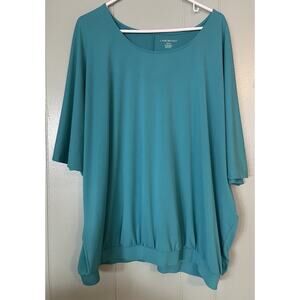 Lane‎ Bryant sz 22/24 Slinky Top stretchy Blue dolman sleeves shirt Pre-owned